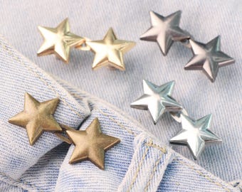 Gancho ajustador de cintura - Hebilla de cintura de jeans con forma de estrella, reduce la cintura de los pantalones en segundos, pinzas para suéteres, para jeans y chaquetas de mezclilla