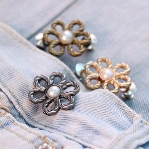 Waistband Tightener Adjuster Hook｜Six-Petal Flower Waist Buckle for Jeans｜Reduce Pants Waist In Second｜Sweater Clips｜For Jeans Denim Jacket