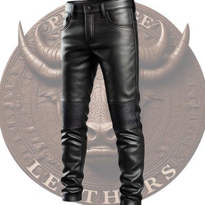 Genuine leather knee pant | Men&#39;s leather pant | sheep leather pant | Black leather pant | Bikers pants.