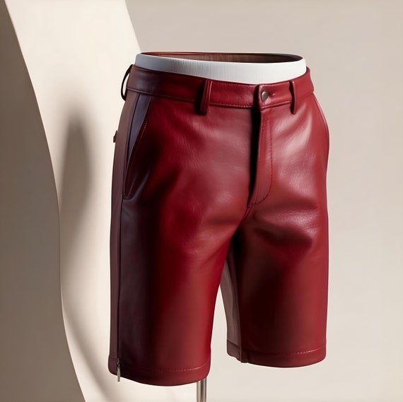 Bold Red Leather Shorts for Men Genuine Leather for Pride and Festival Wear Genuine Cowhide for LGBTQ Pride Etsy