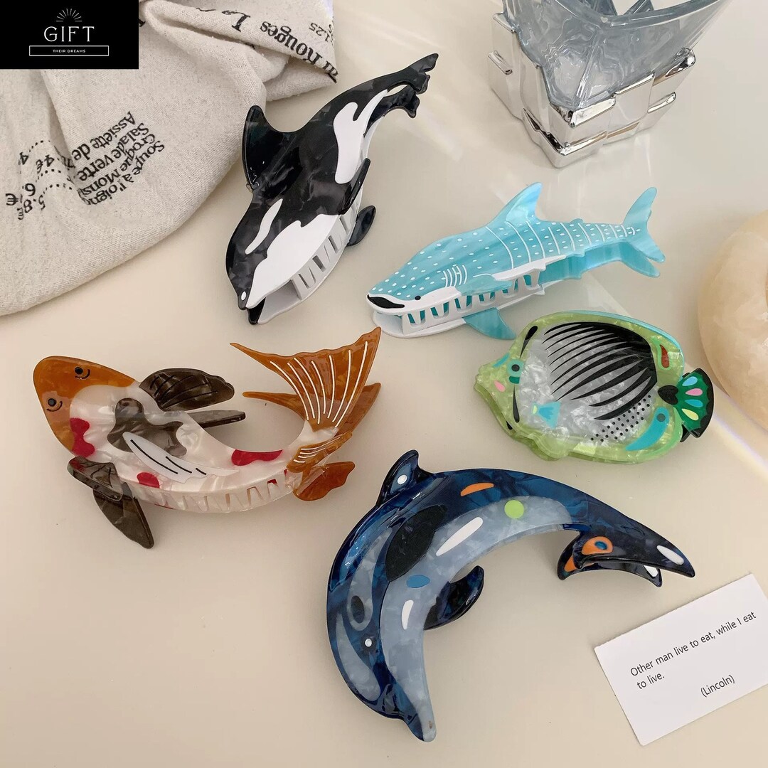 Fish Hair Claw Clip, Jellyfish Hair Clip, Ocean Sea Animal Hair Claw