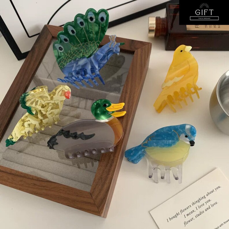 Bird Hair Claw Clip, Animal Shape Hair Clip, Peacock Parrot Toucan Hair