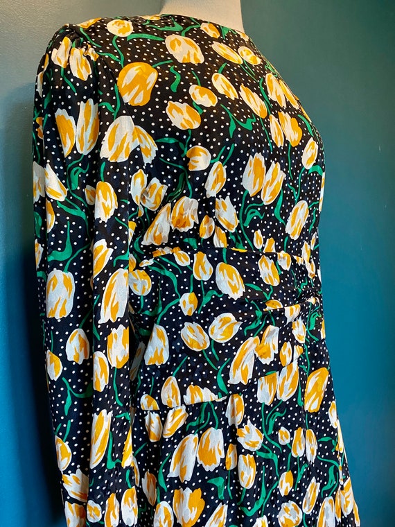 1980's Spring Fling Silk Floral Dress