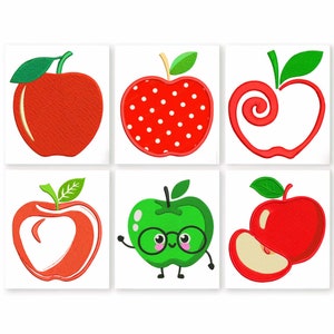 Apple embroidery design Set. Fruit embroidery design