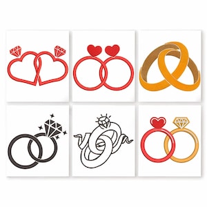 Wedding Rings Machine  Embroidery Design Bundle (Digital Download)