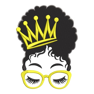 African  Queen Embroidery Design, Black Woman Embroidery Design, Afro Woman Embroidery Design, Black Girl Machine Embroidery Design