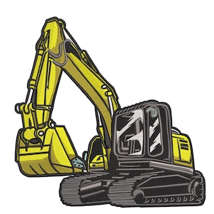 Heavy Duty Excavator Embroidery Design – Digger Embroidery Design, Construction Equipment Embroidery Pattern, Scooper Embroidery