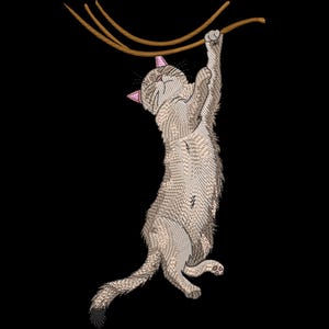 Hanging Cat Embroidery Design – Playful Kitty machine embroidery design , animal embroidery file