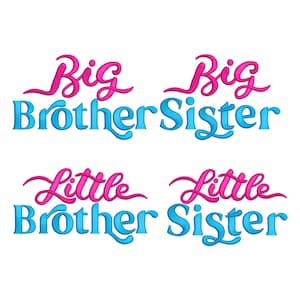 Big Brother, Big Sister, Little Brother, Little Sister Embroidery Design Set