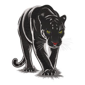 Fierce Black Panther Embroidery Design – Wild Cat, tiger, jaguar, Predator, Wildlife, Cougar, Jungle, Wild,Wildcat machine embroidery design