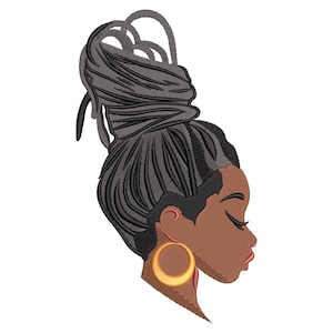 Afro Woman Embroidery Design, African Embroidery Design, African American Embroidery file