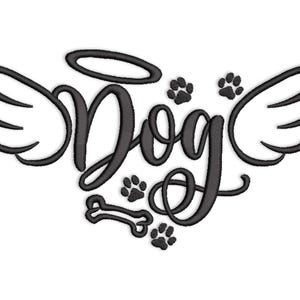 Dog Angel with Wings Embroidery Design , Paw Print Angel Wings Embroidery Design, Pet Angel Wings and Halo Machine Embroidery