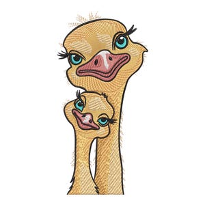 Ostrich Embroidery Design – Playful Bird Machine Embroidery design