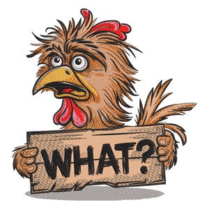 Funny Chicken Embroidery Design: Cartoon Farm Animal Machine Embroidery File