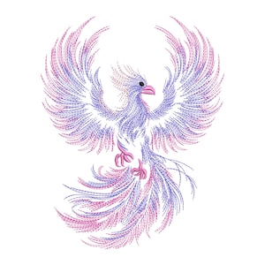 Phoenix Embroidery Design File, Flaming bird,phoenix ,eagle, animal pattern,anime embroidery, wings embroidery design file