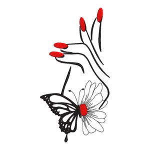 Hands with butterfly Machine Embroidery Design. butterfly embroidery File.