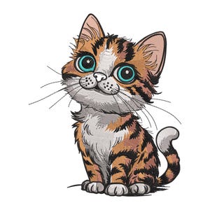 Kitten Embroidery Design – Cute Cat machine embroidery Design , pet lover embroidery file, animal embroidery design