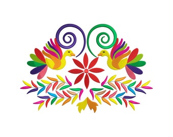 Otomi Bird Embroidery Design: Mexican Folk Art Machine Embroidery File