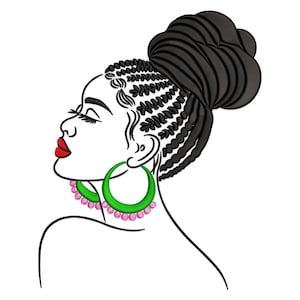 Afro Woman Face Embroidery Design, Black Queen, Afro Style, Black African Beauty, Melanin Black Stylish Woman Embroidery Design