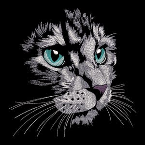 猫の顔の刺繍デザイン、猫の機械刺繍デザイン、猫好きの刺繍ファイル、猫の動物の刺繍ファイル