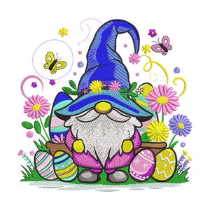 Easter Gnome Embroidery Design, Easter Embroidery Designs, Holiday Embroidery Designs