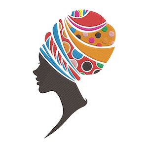 African Woman Embroidery Designs. Afro Girl Machine Embroidery Designs