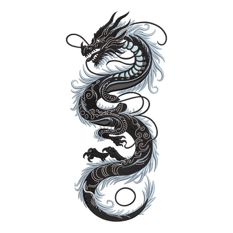 Embroidery Japanese Dragon Print Dress
