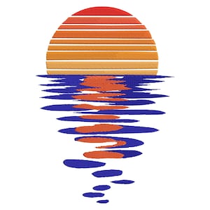 Sunset Reflection Embroidery Design – Sun and sea machine embroidery design, sunrise embroidery patterns