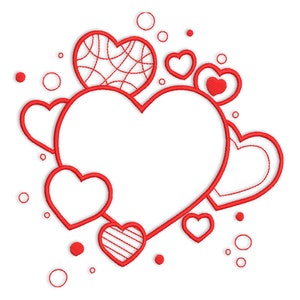 Hearts Embroidery Design, Small Hearts Machine Embroidery design, Love, Heart Shapes