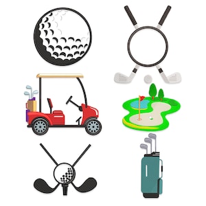 Golf  Embroidery Designs. Golf Ball, Golf Green, Golf Bag, Golf Cart, Golf Clubs embroidery designs