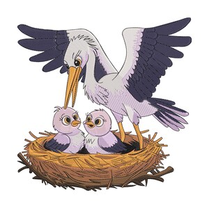 Stork Baby Machine Embroidery Design, Stork Silhouette, Stork design, Baby Embroidery file