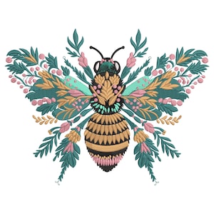Motif de broderie floral abeille : fichier de broderie Machine nature