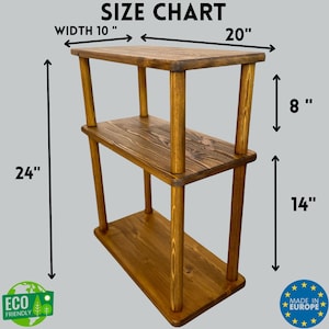 Small Places Natural Real Wood Narrow Side Table for Couch Living Room, 3 tier Bed Side Table for Nightstand for Books, Glass 10" width image 14