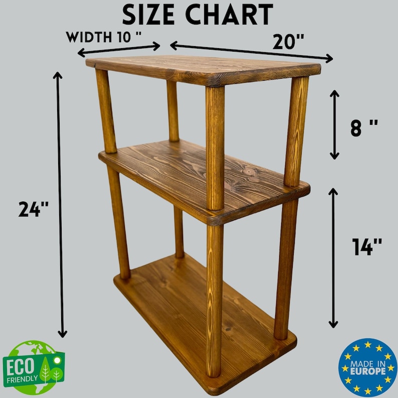 Small Places Natural Real Wood Narrow Side Table for Couch Living Room, 3 tier Bed Side Table for Nightstand for Books, Glass 10" width image 14