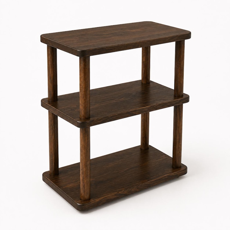 Solid Wood Narrow Couch Side Table, Narrow End Table, Handmade 3 Tier Sofa Table, Slim Bedside Nightstand, Pine Wood Small Space Furniture image 7