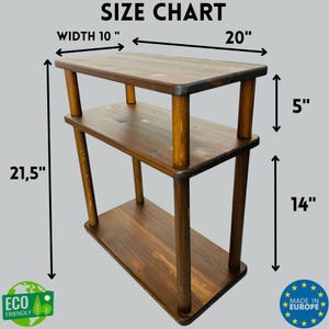 Small Places Natural Real Wood Narrow Side Table for Couch Living Room, 3 tier Bed Side Table for Nightstand for Books, Glass 10" width image 15