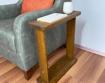 7 inch Width Narrow Table, Slim Side Table, Solid Wood Tiny Narrow End Table for Sofa or Bedside, Walnut, Chestnut, Black