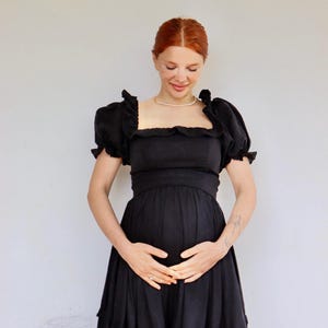 Sukienka ciążowa z lnu, sukienka ciążowa boho, sukienka ciążowa casual, sukienka ciążowa boho na baby shower, sukienka ciążowa do sesji zdjęciowej, zwiewna sukienka