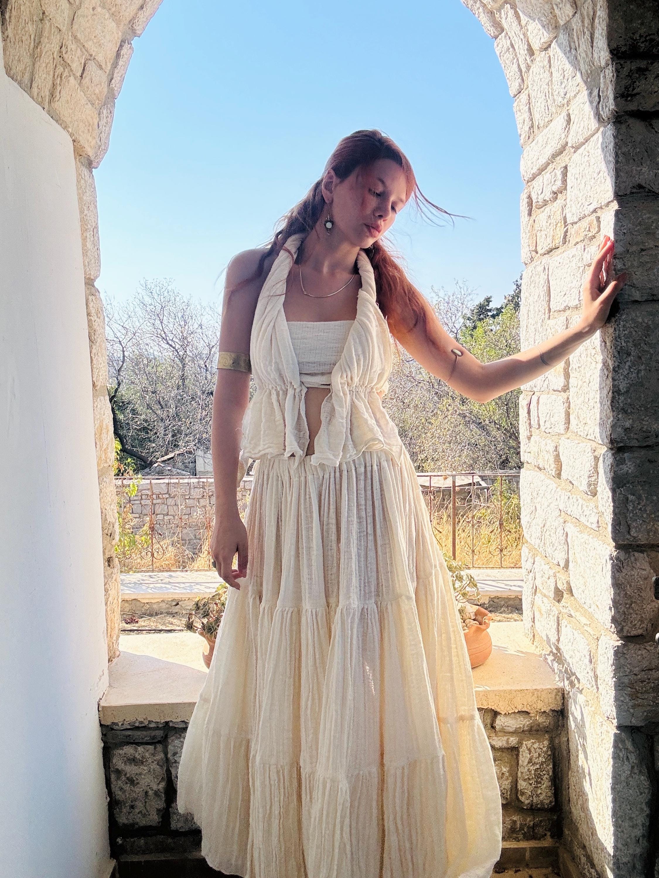 boho greek dress Greek Goddess Dress, Flowy Boho Skirt, Helen Dress, Bohemian Skirt, Boho Skirt, Ceremonial Dress, Flowy Boho Skirt, Cotton Skirt,