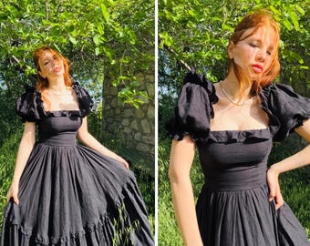Puff Sleeve Linen Dress, Off Shoulder Dress, Long Boho Dress, Maxi Linen Dress, Summer Long Dress, Bohemian Dress, Linen Dress