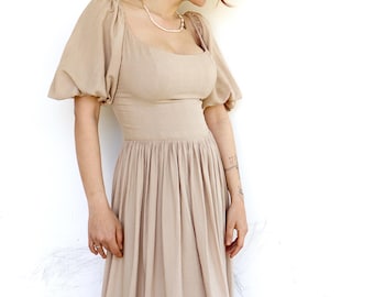Puff Sleeve Linen Dress, Victorian Linen Dress, Cottage Linen Dress, Long Boho Dress, Maxi Linen Dress, Summer Long Dress