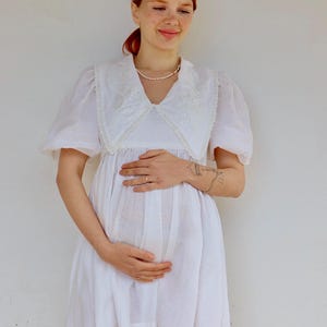 Sukienka ciążowa z lnu, sukienka ciążowa boho, sukienka ciążowa boho na baby shower, sukienka ciążowa do sesji zdjęciowej, mini sukienka ciążowa,