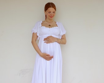 Cotton Maternity Dress, Pregnant Boho Dress, Boho Maternity Gown Baby Shower, Maternity Photoshoot Dress, Flowy Maternity Dress