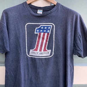 70s Harley Davidson Blue Bar Champion T-shirt Medium - Etsy