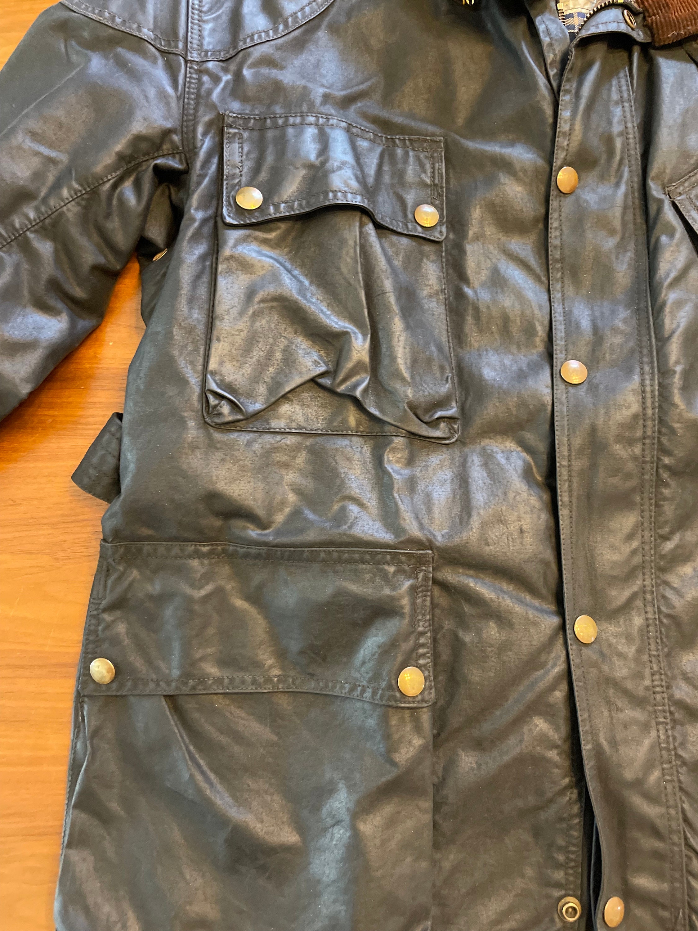ジャケット・アウター 60s belstaff trialmaster professional 36 60's] Vintage Belstaff Green Waxed Jacket with Patches Size