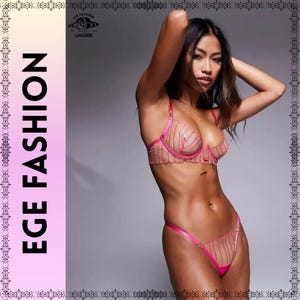 Ethisches Sexy Mesh-Wäsche-Set - Push-Up-BH & Panty für Frauen, nachhaltige, stilvolle und bequeme Intimkleidung