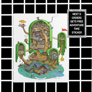 Unframed Rolled Posters, Adventure Time Tree House, Finn and Jake Wall Art, Cartoon Poster, Kids Room Decor, Gift for Adventure Time Fan