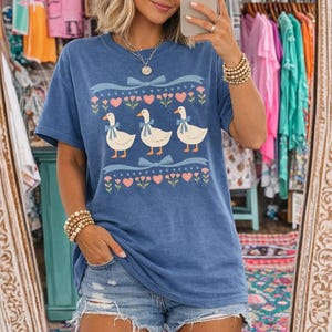 Comfort Colors® Retro Goose Graphic Tee, Cottagecore Farm Animal Shirt image 2
