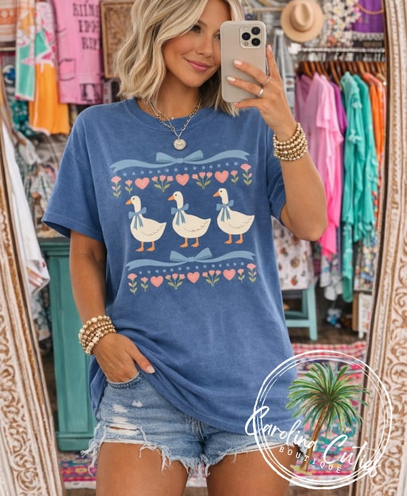 Comfort Colors® Retro Goose Graphic Tee, Cottagecore Farm Animal Shirt