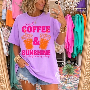 Iced Coffee Sunshine Graphic Tee, Summer Vibes Coffee Lover Shirt, Comfort Colors®
